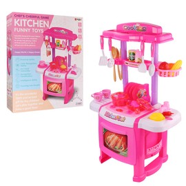 Interactive Kids Kitchen Playset with Realistic Lights and Sounds - Pretend Play Chef Toy Set for Boys and Girls, Includes Accessories: Pots, Pans, Utensils, Food Items