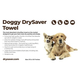 Doggy DrySaver Towel - by Rapid Dry Towels - Luxurious Dog or Pet Drying Towel (2.3x1.3ft)