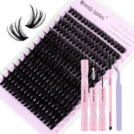 Lash Clusters Kit Natural Eyelashes Individual C-Curl Soft Cluster Lashes 80d 10-18mm Mixed Russian DIY Lash Extension Kit with Lash Bond and Seal(FK/KIT-80d-C-Mix1018)