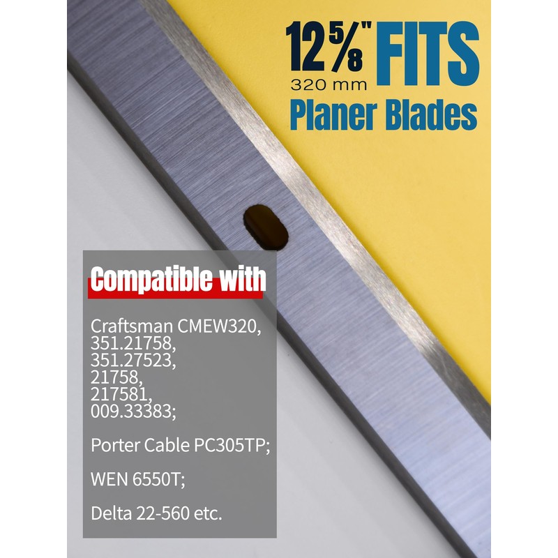 12-1/2 Inch Planer Blades Compatible with Craftsman CMEW320, Wen 6550T,