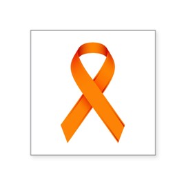 CafePress Orange Ribbon Square Sticker 3 X 3 Square Bumper Sticker Car Decal