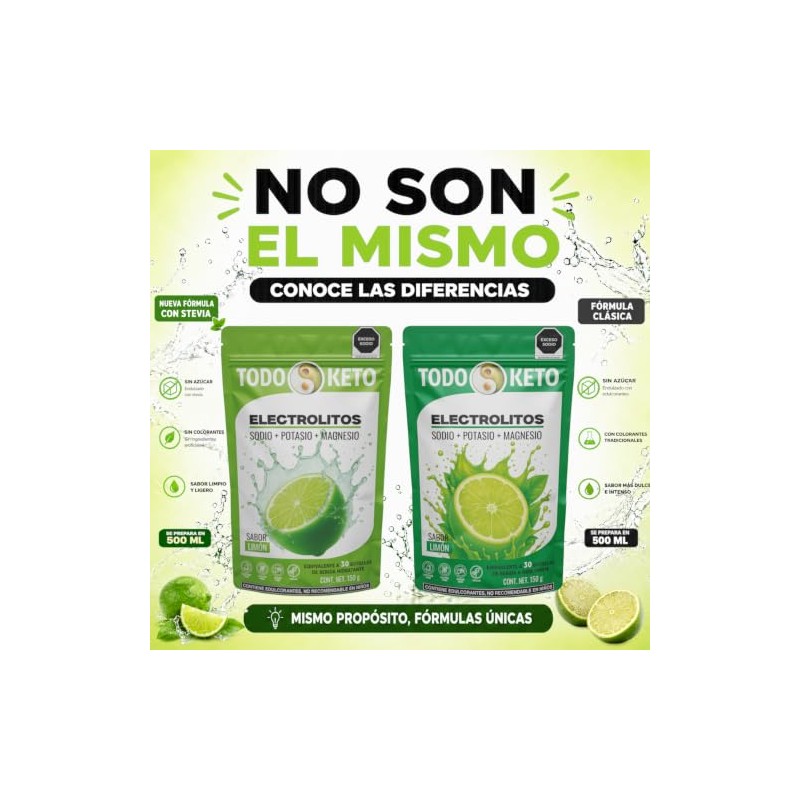 Electrolitos con Stevia 150 g Sodio, Potasio y Magnesio 30