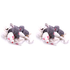 SUNCHSEN Real Rabbit Fur Mice Toys Pet Toy Children's Toys 24-Pack