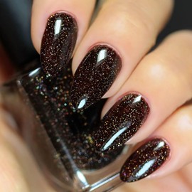 24 PCS Almond Press on Nails Colorful Magic Mirror Pink Black Brown Designs Winter Fake Nails Artificial Nude Full Cover Glue on False Nails Glossy Stick on Acrylic Nails for Women