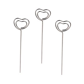 AONER Pack of 30 Metal Photo Holders Heart Card Holder Place Card Holder Table Number Holder Name Card Holder Memo Clip Holder Wedding Silver