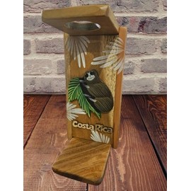 Tapanti store.Chorreador,Costa Rican handcrafted foldable wooden pour-over coffee maker.Includes a reusable cloth filter.Embedded Sloth wooden hand painted design.Light Cedar.Perfect for travel