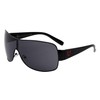 Khan Gearbox - Squared Curved One Piece Shield Sunglasses (Black