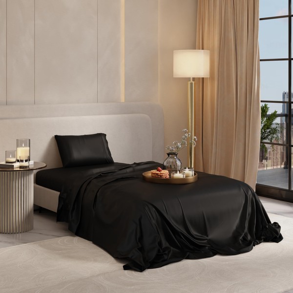Stoa Paris Satin Sheet Set Twin Size 3PCs, 300TC Ultra