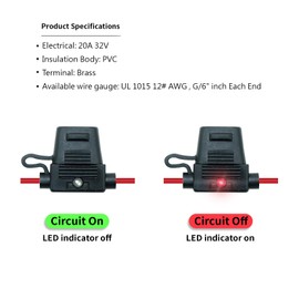 Waterproof in-line ATO/ATC LED Fuse Holder,12 AWG for Automotive, Marine（2 Pack）