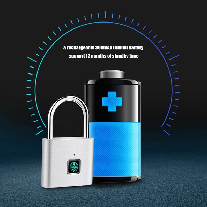 Fingerprint Padlock with USB Charging Ultra-Light Intelligent Safety Electronic Lock