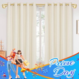 Gold Blackout Double Curtain Rods Set, USFOOK Wrap Around Curtain Rods for Windows 66 to 120 Inch, 6/8 Inch Room Darkening Curtain Rod 32 to 115 Inch, Decorative Drapery Rods for Home