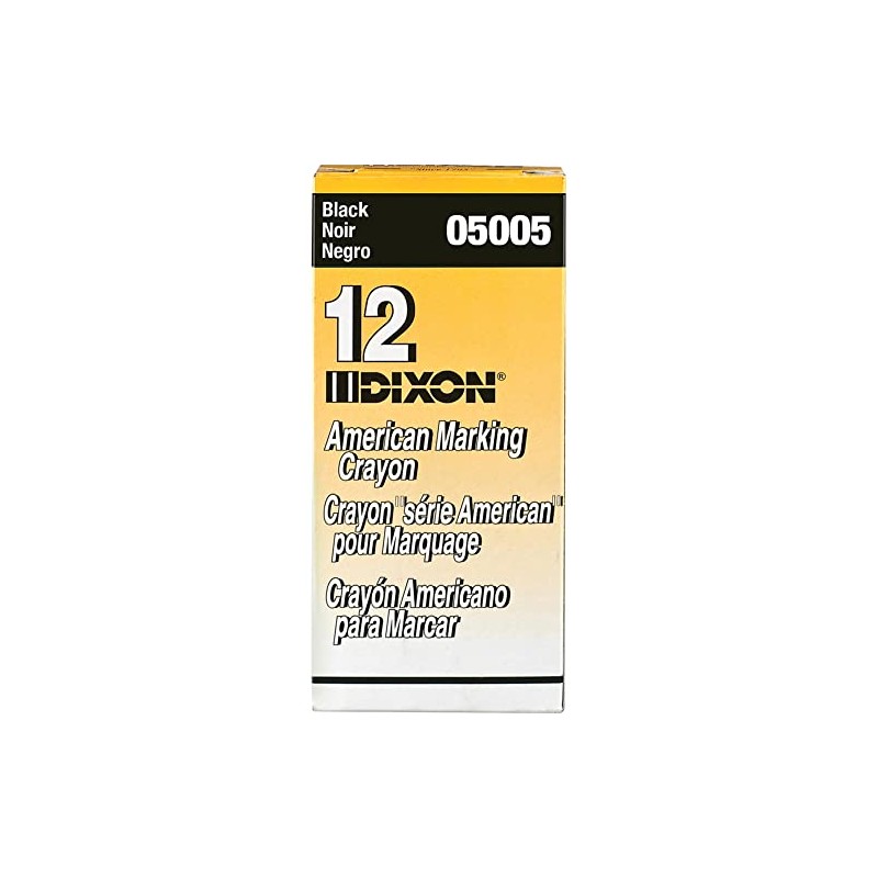 Dixon Round American Marking Crayons, Black, Pack of 12 (05005)