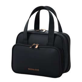 ANNICOOS Travel Makeup Bag, Large Makeup Bag Organizer PU Leather Waterproof, Cosmetic Bags for Women Toiletry Bag with Divider and Handle