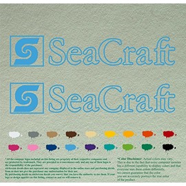 SeaCraft Compatible Replacement Decals Sea Craft Vinyl Stickers Boats Outboard Motor Set of 2 (18", Sky Blue 084)