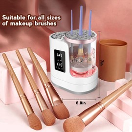Vodolo Makeup Brush Cleaner Machine,Easy Premium Cosmetic Brush Cleaner Professional Automatic Spinning Make up Brush Cleaning Tool Cleanser Machine Fit For All Size Makeup Brushes