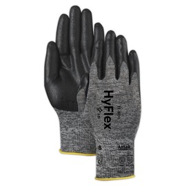 Ansell 1180111 HyFlex 11-801 Nitrile Coated Machine Knit Gloves, 10" Length, 5" Width, 0.38" Height, Size 11, Gray (Pack of 12)