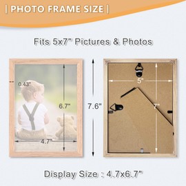 5x7 Picture Frame, OAK Wood Photo Frame with Perspex Glass for Vertical or Horizontal Tabletop Wall Display for Photos, Paintings, Posters, Artwork, Birthday Christmas Gift, Set of 4
