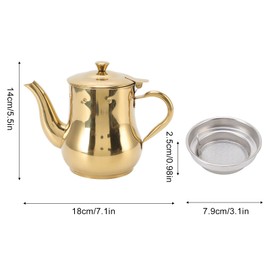 500ml Coffee Tea Kettle with a Filter Tea Infuser, Stainless Steel Seasoning Containing Tea Pot Kitchen Oil Pot for Hotels, Restaurants, Homes(Gold)