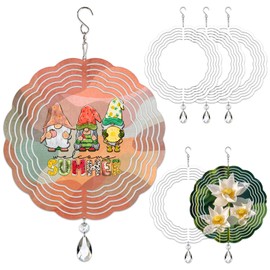 WindMage 6 Pack 6inch Sublimation Wind Spinner Blanks 3D Aluminum Metal Wind Sculpture Kinetic Spinners for Yard and Garden Indoor Art Ornaments Hanging Decoration (Classics)
