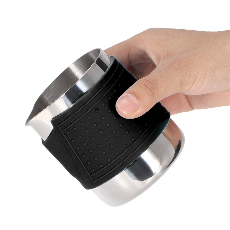 350ml Stainless Steel Milk Frothing Cup Anti-Scald Silicone Coffee Pitcher