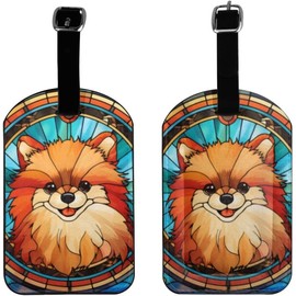 Pomeranian - Etiquetas de equipaje para maletas, equipaje de piel de viaje, etiqueta de nombre para mujeres, hombres, niños, amantes de los perros, etiquetas lindas para maletas, identificadores de