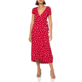 Billabong womens Wrap Front Midi Length Casual Dress, Havana Red, Small US