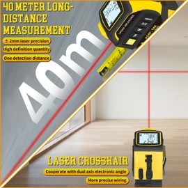4 in 1 Digital Laser Tape Measure,16FT/5m AutoLock Tape Measure,131FT/40m Laser Distance Meter for Distance Area Volume and Pythagorean,LCD Display,Ft/Inch/M/mm&Fractions,Belt Clip