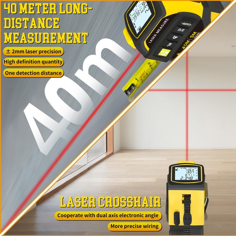 4 in 1 Digital Laser Tape Measure,16FT/5m AutoLock Tape Measure,131FT/40m