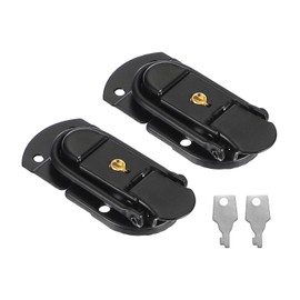 PATIKIL Suitcase Lock Hasp 2.64" x 1.34", 2Pcs Metal Iron Toggle Catch Latch with Key for Jewelry Box Wooden Case Toolbox Briefcases Luggage, Black