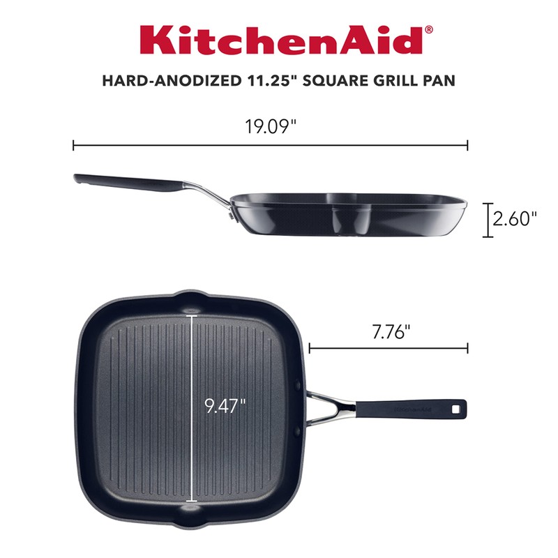 KitchenAid 84808 Hard Anodized Nonstick Square Grill Pan/Griddle with Pour