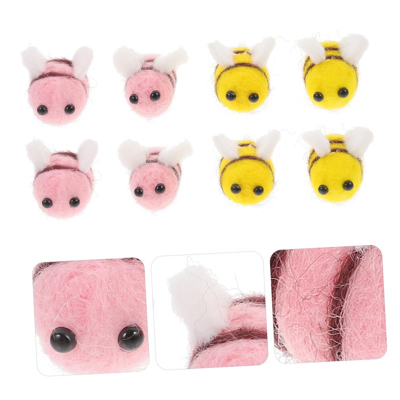 COHEALI 24Pcs Wool Felt Bee Ornaments Adorable Yellow Decorations for
