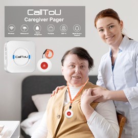 CallToU Wireless Caregiver Pager Call Button Call Bell Medical Alert System for Seniors Patients Elderly at Home 2 Waterproof Transmitters 3 Plugin Receivers