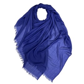 OgLuxe Modal Blend Scarf – Plain Frayed Ends Cotton Modal Soft Neck Arm Shawl Lightweight Wrap Holiday Accessory Royal
