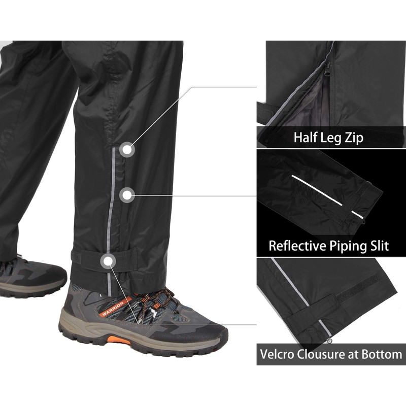 33,000ft Men's Rain Pants, Waterproof Rain Over Pants, Windproof Outdoor