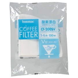 Bonmac Coffee Filters 1-4 Cups Enzyme Bleach V Filter CF-200SV, 100 Count #858318