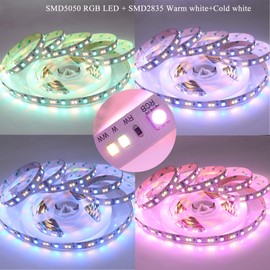 LEDENET RGB+ CCT RGBWW LED Strip Lights DC24V 540LEDs 2800K-6500K Full Color Changing 5050 RGB 2835 Warm White Daylight White Flexible LED Tape Ribbon Lamp Non-Waterproof 16.4ft for Bedroom Home