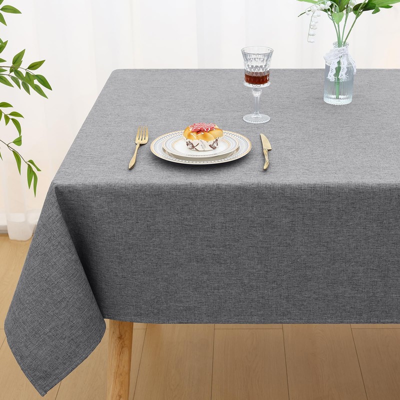 smiry Faux Linen Table Cloth Rectangular 140x100cm, Water resistant Tablecloth