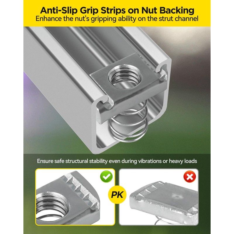 GZBEVITAR Spring Channel Nut and Bolt - 1/2" x 15/16"