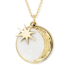 Engelsrufer Women's Necklace Made of Gold-Plated Sterling Silver and Sun, Moon, Stars Pendant – Lobster Clasp – Adjustable in Two Lengths – Length: 50 cm, Sterling Silver, No Gemstone