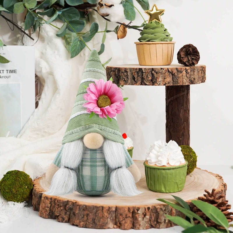 Gehydy Set of 2 Summer Gnome Flowers Decoration Spring Decoration