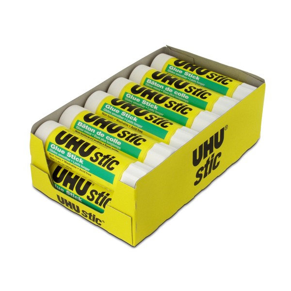 UHU Glue Stick, 1.41 oz., White, Pack of 12 (99655)