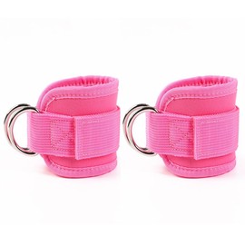 Ankle Strap for Cable Machines and Resistance Bands,1Pair Adjustable Ankle Strap with Double D-Rings and Neoprene Support,Comfortable Adjustable Padded Ankle Wrist Cuffs Neoprene Padded Straps, (Pink)