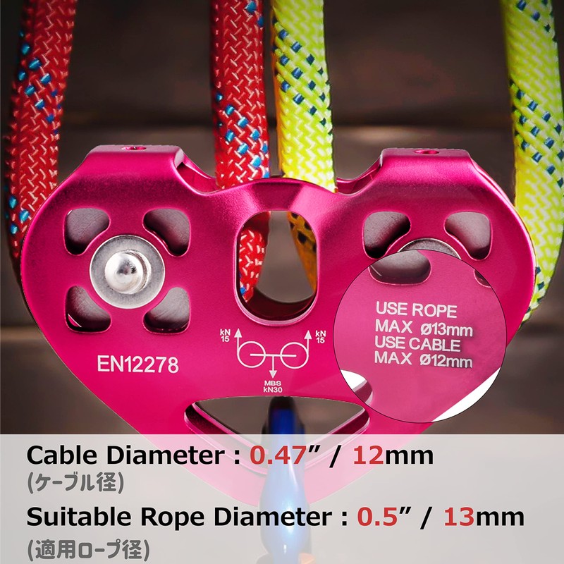 Azarxis 30kN Micro Pulley Climbing Pulley Double Bearing Rope Pulley