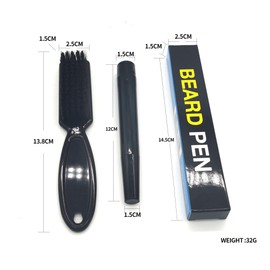 Tongke Beard Pen Filler for Men, Beard Pencil Creates Natural Looking Beard Long Lasting Waterproof with Bristle Brush (Black)