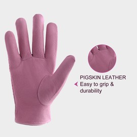 KONGOUARD Women Leather Gardening Gloves, 3D Mesh Breathable Weeding Gloves for Yard Work, Best Gift for Gardener (Pink, S)
