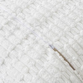 DEZENE Patchwork Throw Pillow Covers Set of 2 Striped Soft Corduroy Square Decorative Couch Pillow Cases Boho Accent Farmhouse Home Decor for Bed Sofa Living Room, White, 20x20-Inch