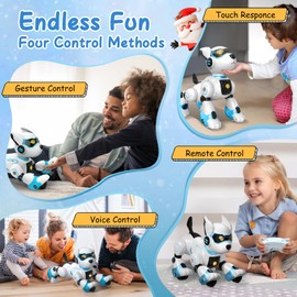 HBUDS Robot Dog Toys for Kids, Remote Control Dog Robot, Voice & Touch Control, Programmable Interactive Robotic Puppy Toy, Sing, Dance, Rechargeable Robo Pet for Boys Girls Ideas
