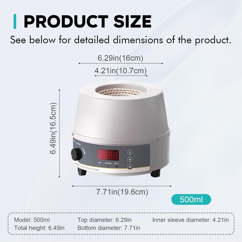 LAB FISH Laboratory Heating Mantle 500ml Thermocouple Magnetic Stirring Mixer,Lab