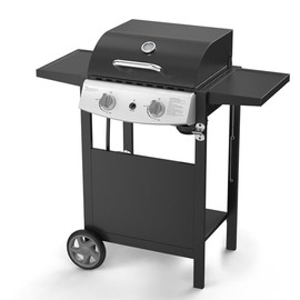Xbauty 2-Burner BBQ Propane Gas Grill,20,000 BTU Barbecue Grill with Side Table,for Outdoor Patio Backyard Cooking
