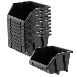 KADAX Workshop Stacking Box, Small Sorting Box Made of PP Plastic, Visual Storage Box in Various Sizes and Colours, Storage Boxes for Tool Wall (Black, Set of 10 - 144 x 118 mm)